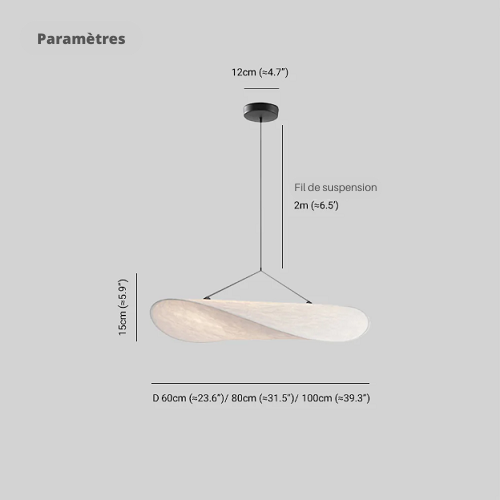 Ireine Lampe Suspension, Métal & Soie artificielle